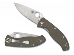 Spyderco Knives Tenacious C122GBNM4P Liner Lock CPM-M4 Brown G-10 Pocket Knife
