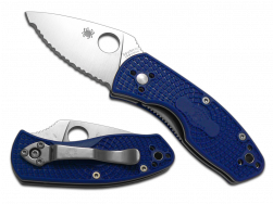 Spyderco Knives Ambitious C148SBL Liner Lock Serrated S35VN Blue Pocket Knife