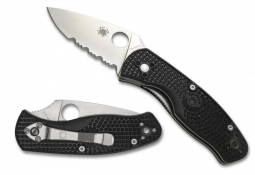 Spyderco Knives Persistence Liner Lock Black C136PSBK Serrated Steel Black FRN