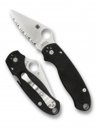 Spyderco Knives Para 3 Compression Lock Black G10 Serrated S45VN Stainless C223GS