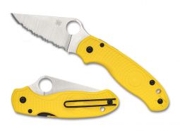 Spyderco Knives Para 3 Salt C223SYL Yellow FRN CPM MagnaCut Serrated Pocket Knife