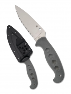 Spyderco Knives Temperance FB05SGY Gray FRN Serrated Cru-Wear Steel Fixed Blade