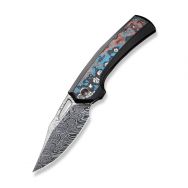 WE Knife Nefaris 22040F-DS1 Titanium Carbon Fiber Damascus Steel Pocket Knives