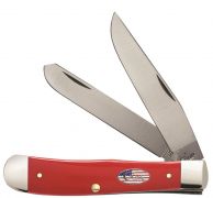 Case xx Trapper Knife Red Delrin American Workman Stainless Pocket Knives 13450