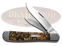 Case xx Copperhead Snake Etch Antique Bone Scrolled 1/200 Stainless Pocket Knife