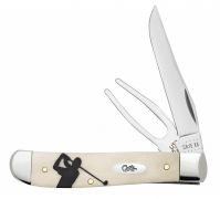 Case xx Golfer's Gift Set Mini Trapper Knife Divot Repair Tool Bone 27610