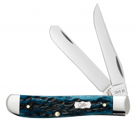Case xx Mini Trapper 51852 Pocket Worn Mediterranean Blue Bone Pocket Knife
