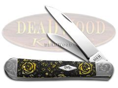 Case xx Copperhead Roses Etch Yellow Bone 1/200 Scrolled Stainless Pocket Knife