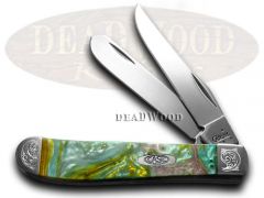 Case xx Knives Mini Trapper Engraved Bolster Abalone Corelon Stainless 9207AB/E