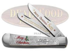 Case xx Merry Christmas Son Trapper Knife White Pearl Corelon 1/500 Stainless