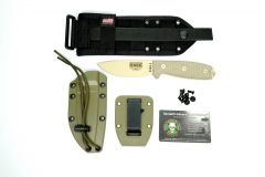 ESEE 3P-MB-DT Tan Full-Tang Fixed Blade Knife Micarta w/ Green MOLLE Sheath