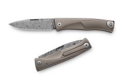 LIONSTEEL Thrill Slip-joint TL D GY Knife Stainless Damascus & Grey Titanium