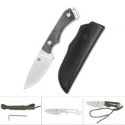 QSP Knives Workaholic Fixed Blade 124-B Knife N690 Stainless & Black Micarta