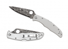 Spyderco Knives Endura Lockback Titanium Handle Damascus Pocket Knife C10TIPD