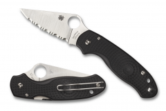 Spyderco Knives Para 3 Compression Lock Black Serrated BD1N Stainless C223SBK