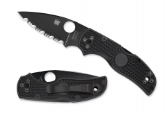 Spyderco Knives Native 5 Lockback Black FRN Serrated S30V DLC Stainless C41SBBK5