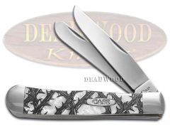 Case xx Trapper Knife Rose Thorns White Pearl Corelon 1/500 Stainless Pocket
