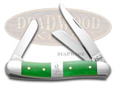Case xx Medium Stockman Knife Christmas Bright Green Bone Snowman Pocket 65581