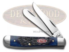 Case xx Knives Mini Trapper Jigged Navy Blue Bone Stainless Pocket Knife 07321