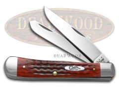 Case xx Trapper Knife Pocket Worn Jigged Old Red Bone Handle Stainless 00783