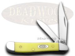Case xx Knives Peanut Smooth Yellow Delrin Handle Stainless Pocket Knife 80030