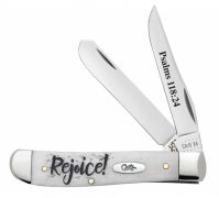 Case xx Knives Mini Trapper Rejoice Natural Bone Psalms 118:24 Stainless 60865