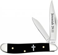 Case xx Knives Peanut Jeremiah 29:11 Black Synthetic Cross Stainless 60866