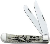 Case xx Knives Trapper Iraqi Freedom Blue Natural Bone Stainless 07045
