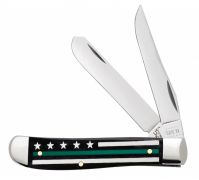 Case xx Knives Mini Trapper Black Bone Green Stripes of Service Stainless 09576