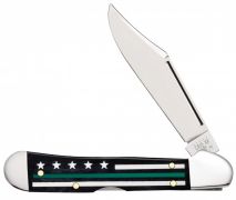 Case xx Mini Copperlock Knife Black Bone Green Stripes of Service 09577 Pocket