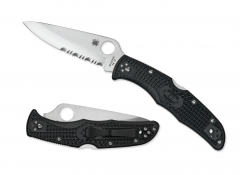 Spyderco Knives Endura 4 Lockback Black FRN CombinationEdge VG-10 Steel C10PSBK
