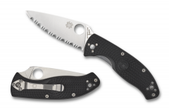 Spyderco Knives Tenacious Liner Lock Black FRN Serrated C122SBK Pocket Knife