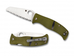 Spyderco Knives Caribbean Compression Lock Black Yellow G-10 Serrated C217GSSF
