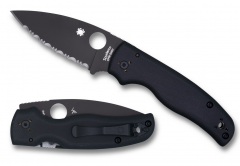 Spyderco Knives Shaman Compression Lock Black G-10 Serrated S30V C229GSBK