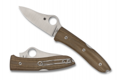 Spyderco Knives SpyOpera Lockback Brown Canvas Micarta M390 Stainless C255CMP