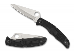 Spyderco Knives Pacific Salt 2 Serrated H2 Stainless C91SBK2 Black Pocket Knife