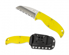 Spyderco Knives Enuff Salt Fixed Blade Knife Yellow FRN H2 Sheepfoot FB31SYL
