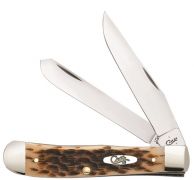 Case xx Knives Trapper Peach Seed Jigged Amber Bone Stainless Pocket Knife 06540