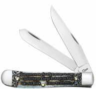 Case xx Knives Trapper Serenity Prayer Blue Embellished Bone Stainless 38822