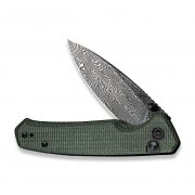 Civivi Knives Altus Button Lock C20076-DS1 Damascus Steel Green Micarta