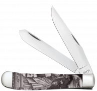 Case xx Knives Trapper Black White Statue Liberty 10677 Stainless Pocket Knife