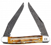 Case xx Knives Muskrat Jigged Burnt Natural Bone 27231 Damascus Pocket Knife