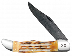 Case xx Knives Folding Hunter Burnt Natural Bone 27237 Damascus Pocket Knife