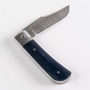 Jack Wolf Knives Benny's Clip Blue Linen Micarta Sandvik 14C28N Stainless Knife