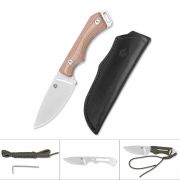 QSP Knives Workaholic Fixed Blade 124-A Knife N690 Stainless & Brown Micarta