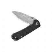 QSP Knives Hawk Liner Lock 131-A Knife Damascus Steel/Black Marbled Carbon Fiber