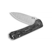 QSP Knives Hawk Liner Lock 131-E Knife Damascus Steel/Black Shred Carbon Fiber