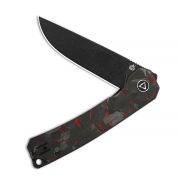 QSP Knives Osprey 139-F2 Knife Black Sandvik Steel & Shred Carbon Fiber/Red G10