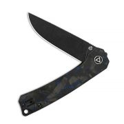 QSP Knives Osprey 139-G2 Knife Black Sandvik Steel & Shred Carbon Fiber/Blue G10