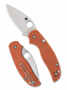 Spyderco Knives Sage 6 Button Lock C123GPBOR Orange G10 CPM Rex 121 Pocket Knife
